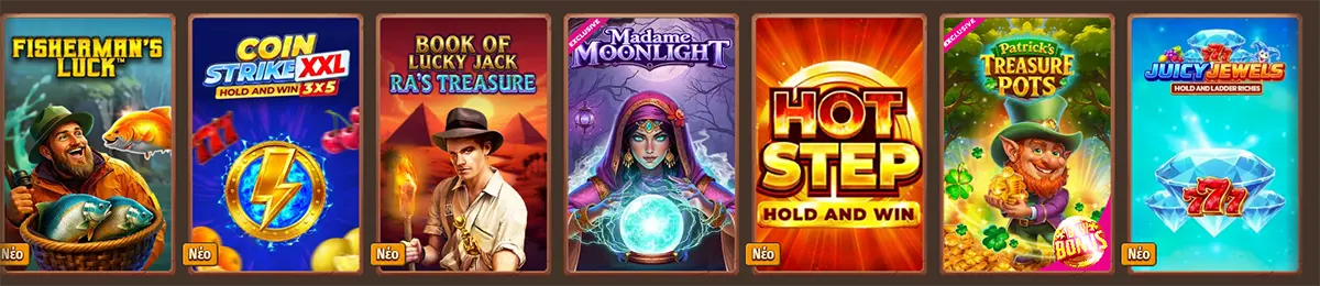 Discover popular slot games at Stone Vegas Casino, including Fisherman’s Luck, Coin Strike XXL, Book of Lucky Jack, Madame Moonlight, Hot Step, Patrick’s Treasure Pots, and Juicy Jewels.